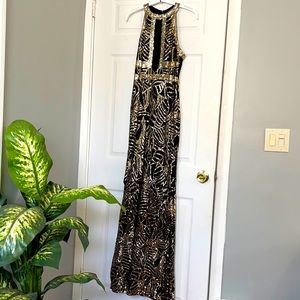 Gold sequin evening gown